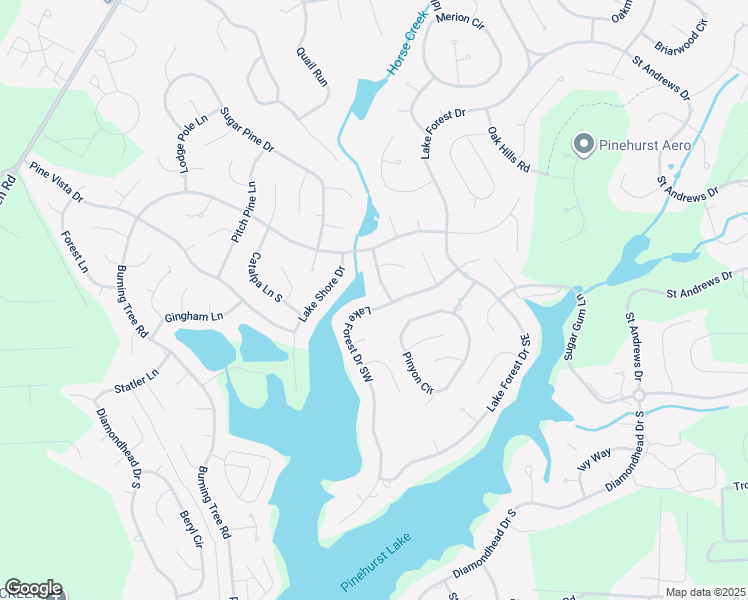 map of restaurants, bars, coffee shops, grocery stores, and more near 115 Lake Forest Drive Southwest in Pinehurst