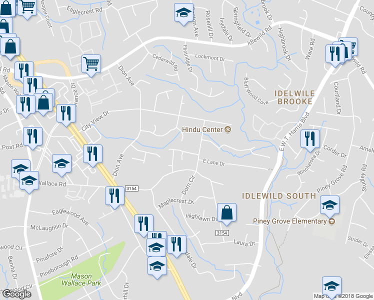map of restaurants, bars, coffee shops, grocery stores, and more near 7502 Fowler Springs Lane in Charlotte