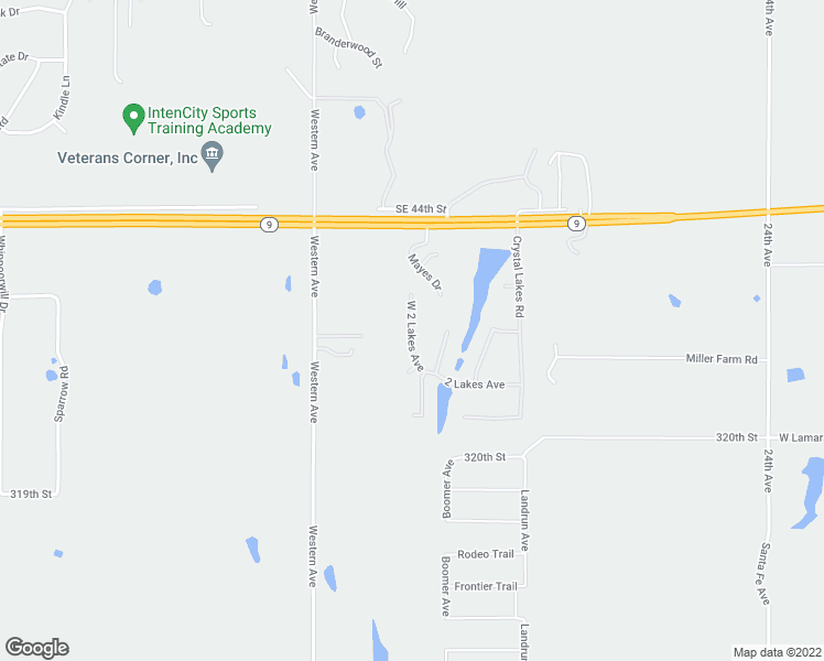 map of restaurants, bars, coffee shops, grocery stores, and more near 4701 West 2 Lakes Avenue in Norman