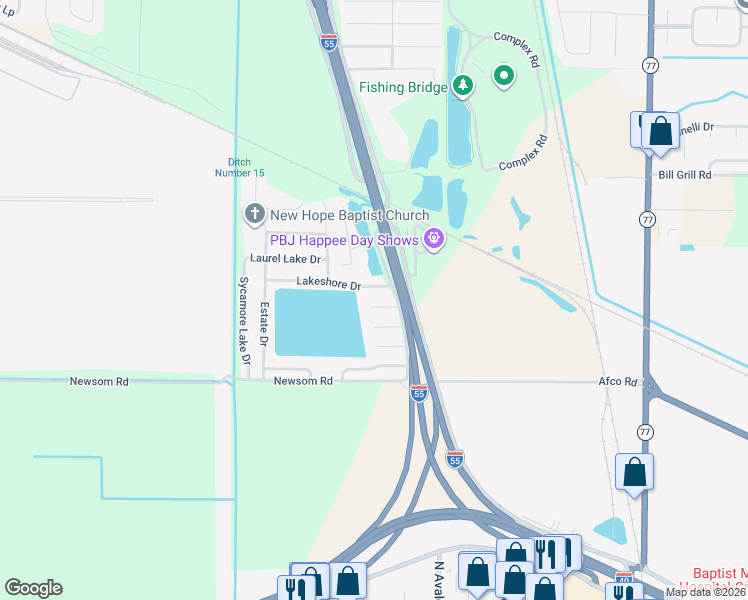 map of restaurants, bars, coffee shops, grocery stores, and more near 76 Maple Lake Cove in Marion