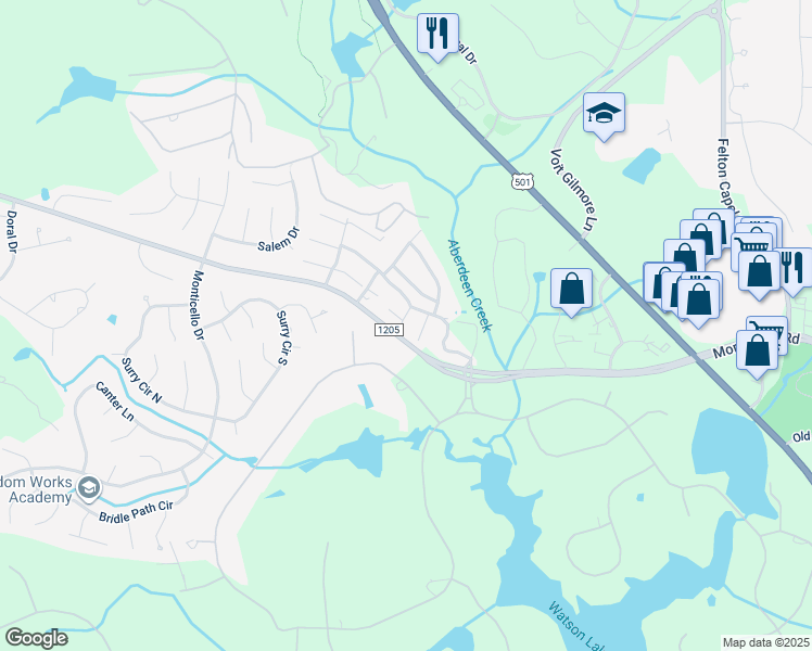 map of restaurants, bars, coffee shops, grocery stores, and more near 137 Love Thirty Lane in Pinehurst