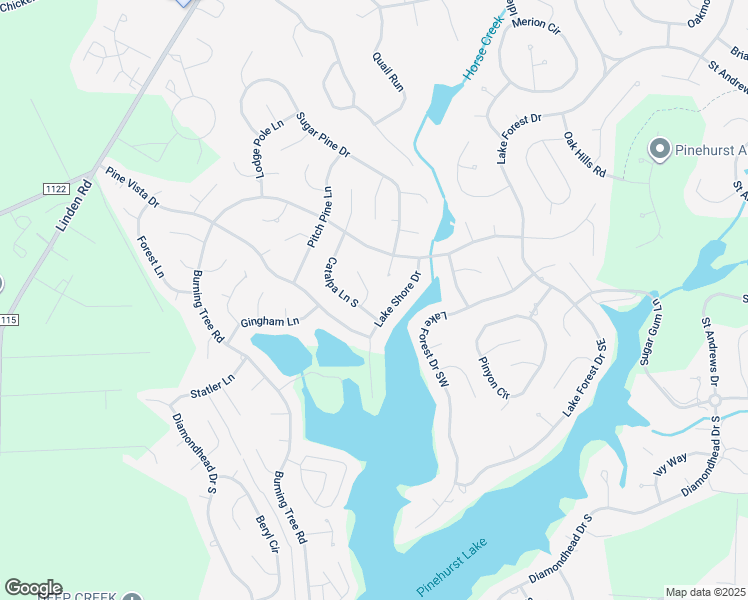 map of restaurants, bars, coffee shops, grocery stores, and more near 2 Overcup Lane in Pinehurst