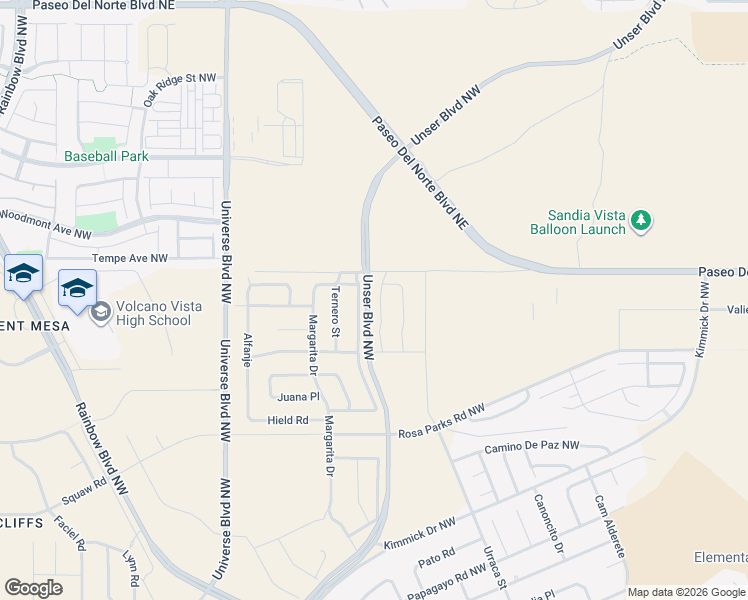 map of restaurants, bars, coffee shops, grocery stores, and more near 99999 Percha Drive Northwest in Albuquerque