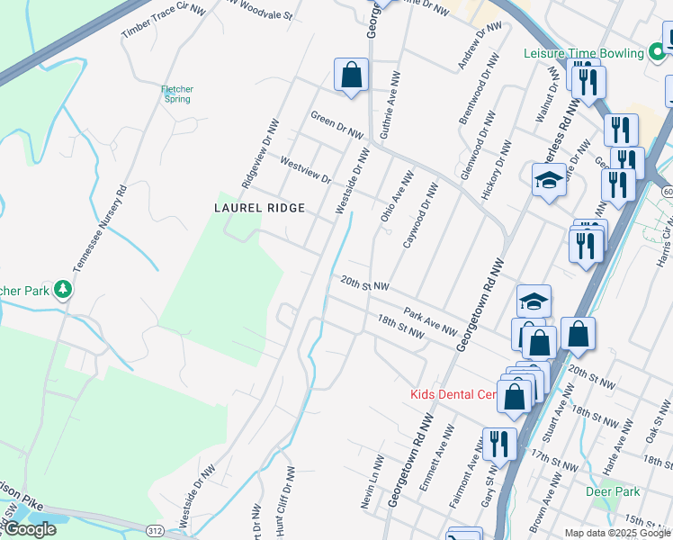 map of restaurants, bars, coffee shops, grocery stores, and more near 1808 Westside Drive Northwest in Cleveland