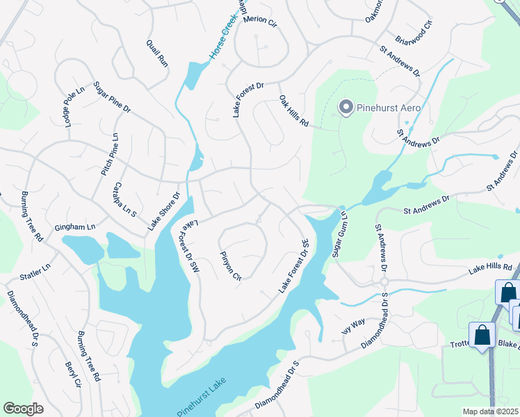 map of restaurants, bars, coffee shops, grocery stores, and more near 5 Pinyon Lane in Pinehurst