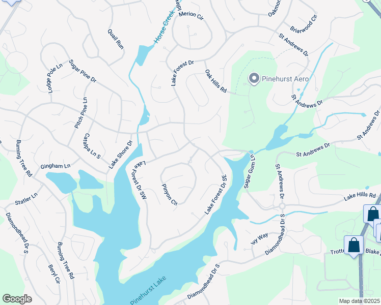 map of restaurants, bars, coffee shops, grocery stores, and more near 5 Pinyon Lane in Pinehurst