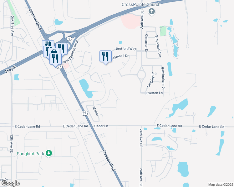 map of restaurants, bars, coffee shops, grocery stores, and more near 2125 Harbor Drive in Norman
