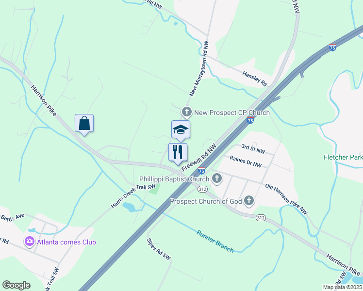 map of restaurants, bars, coffee shops, grocery stores, and more near 280 New Murraytown Rd in Cleveland