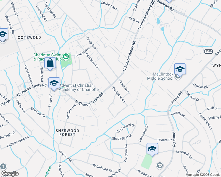 map of restaurants, bars, coffee shops, grocery stores, and more near in Charlotte