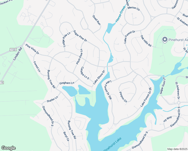 map of restaurants, bars, coffee shops, grocery stores, and more near 2 Overcup Lane in Pinehurst