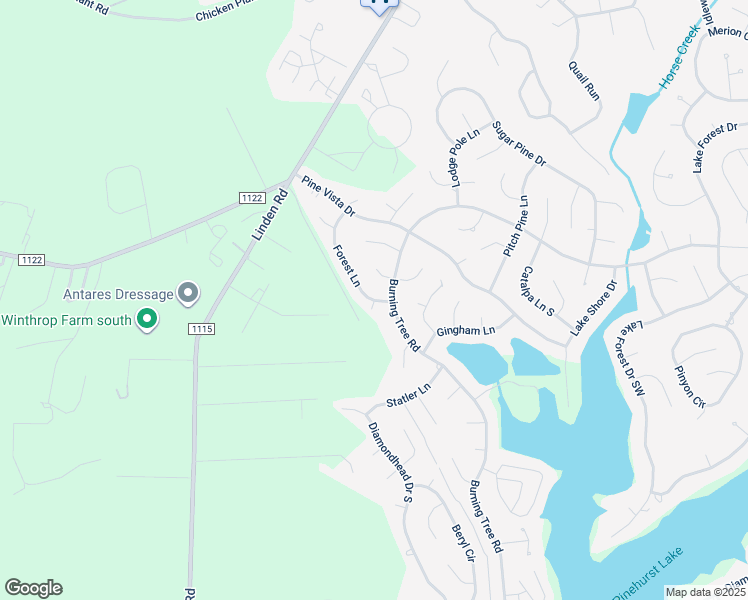 map of restaurants, bars, coffee shops, grocery stores, and more near Polk Court in Pinehurst