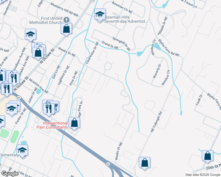 map of restaurants, bars, coffee shops, grocery stores, and more near 830 Weeks Drive Northeast in Cleveland