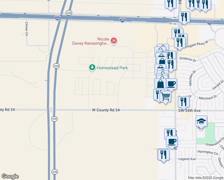 map of restaurants, bars, coffee shops, grocery stores, and more near 9908 Southwest 34th Avenue in Amarillo