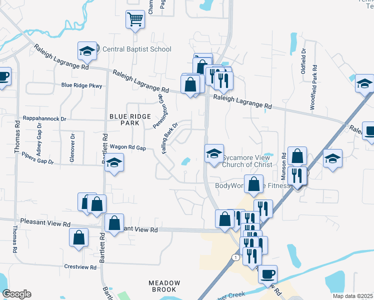 map of restaurants, bars, coffee shops, grocery stores, and more near 1979 Everetts Folly Street in Memphis