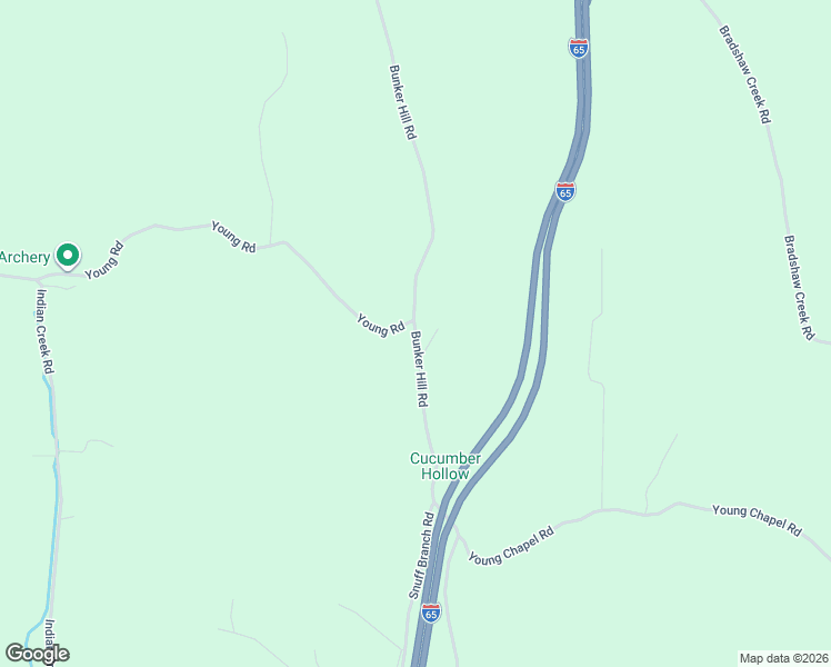 map of restaurants, bars, coffee shops, grocery stores, and more near 1483 Bunker Hill Road in Pulaski