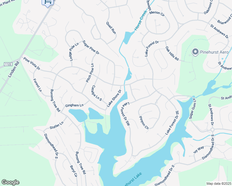 map of restaurants, bars, coffee shops, grocery stores, and more near 45 Lake Shore Drive in Pinehurst