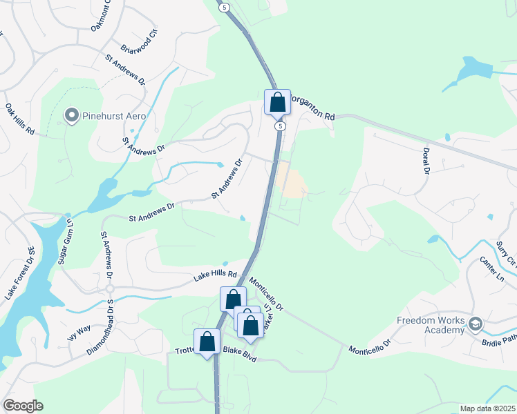 map of restaurants, bars, coffee shops, grocery stores, and more near 10 Pine Tree Road in Pinehurst