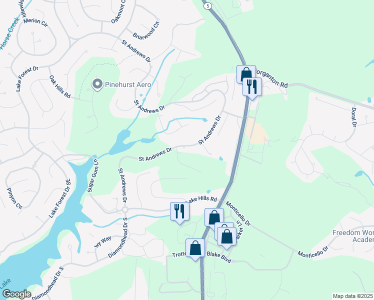 map of restaurants, bars, coffee shops, grocery stores, and more near 1000 Saint Andrews Drive in Pinehurst