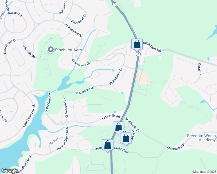 map of restaurants, bars, coffee shops, grocery stores, and more near 970 Saint Andrews Drive in Pinehurst