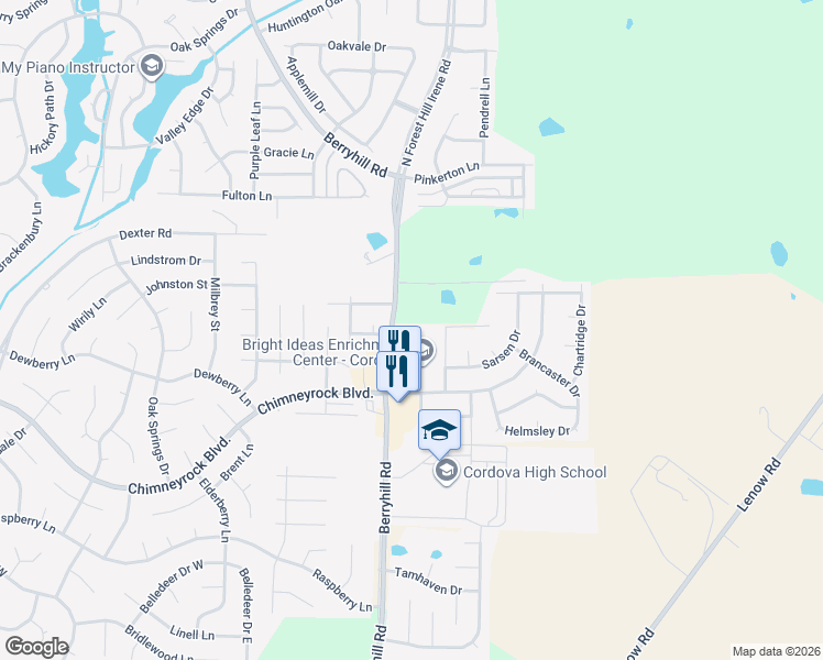 map of restaurants, bars, coffee shops, grocery stores, and more near 9216 Lazzini Cove in Shelby County