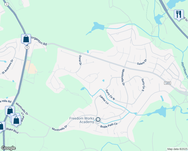 map of restaurants, bars, coffee shops, grocery stores, and more near 13 Thunderbird Circle in Pinehurst