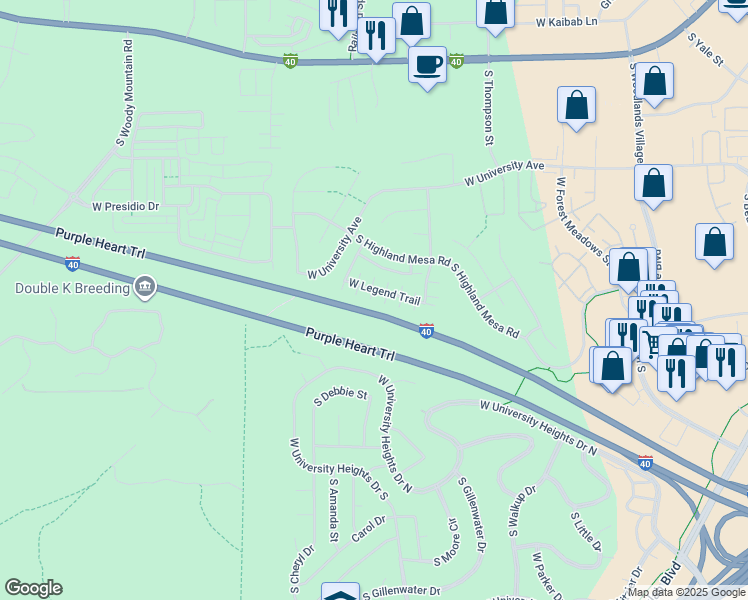 map of restaurants, bars, coffee shops, grocery stores, and more near 2572 South Gravel Lane in Flagstaff