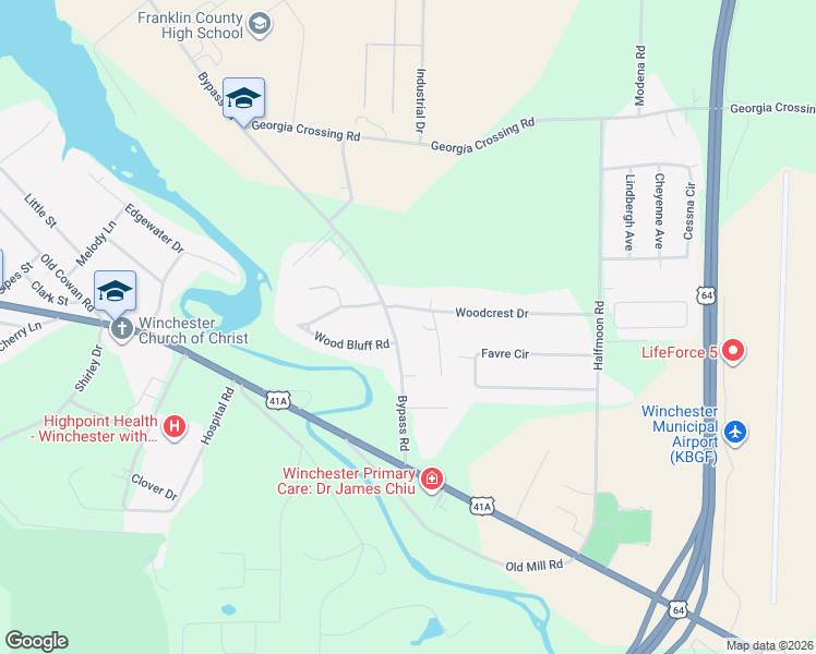 map of restaurants, bars, coffee shops, grocery stores, and more near 1587 Bypass Road in Winchester