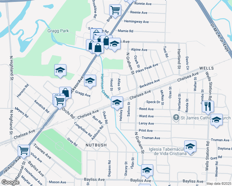 map of restaurants, bars, coffee shops, grocery stores, and more near 3918 Berkshire Avenue in Memphis