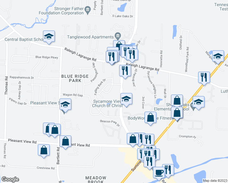 map of restaurants, bars, coffee shops, grocery stores, and more near 1979 Everetts Folly Street in Memphis