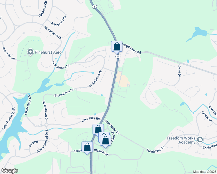 map of restaurants, bars, coffee shops, grocery stores, and more near 10 Pine Tree Road in Pinehurst