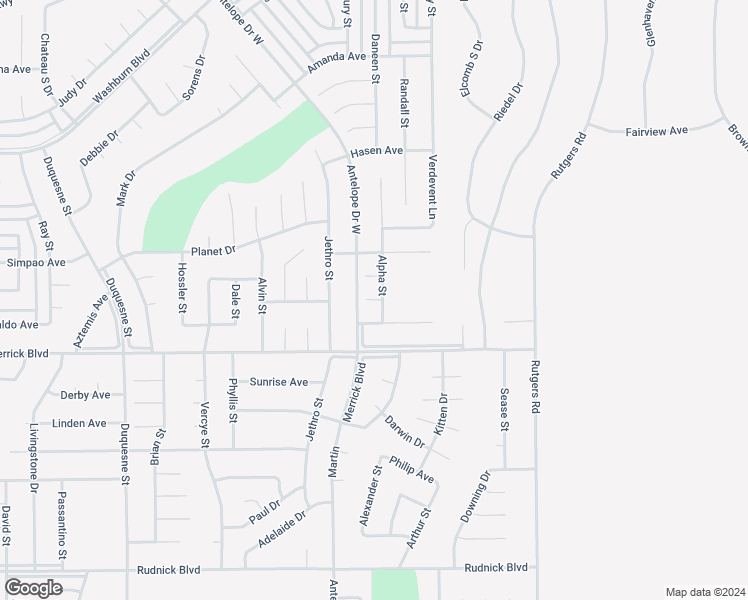 map of restaurants, bars, coffee shops, grocery stores, and more near Alpha Street in California City