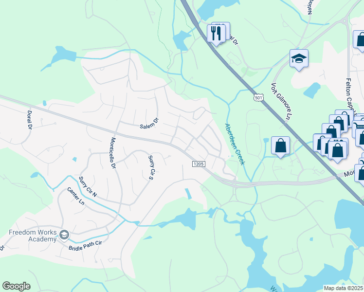 map of restaurants, bars, coffee shops, grocery stores, and more near 1269 Morganton Road in Pinehurst