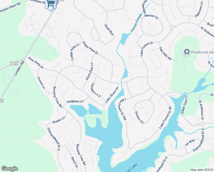map of restaurants, bars, coffee shops, grocery stores, and more near 1 Gink Go Court in Pinehurst