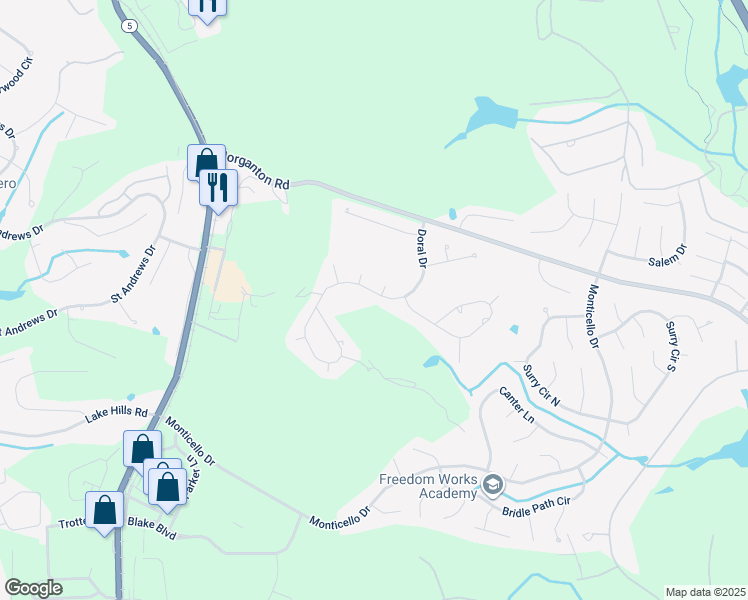 map of restaurants, bars, coffee shops, grocery stores, and more near 140 Doral Drive in Pinehurst