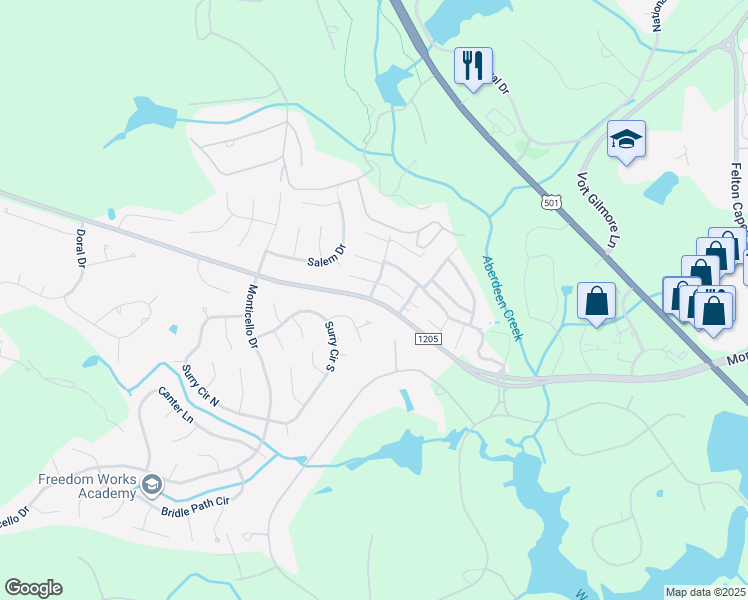 map of restaurants, bars, coffee shops, grocery stores, and more near 1245 Morganton Road in Pinehurst