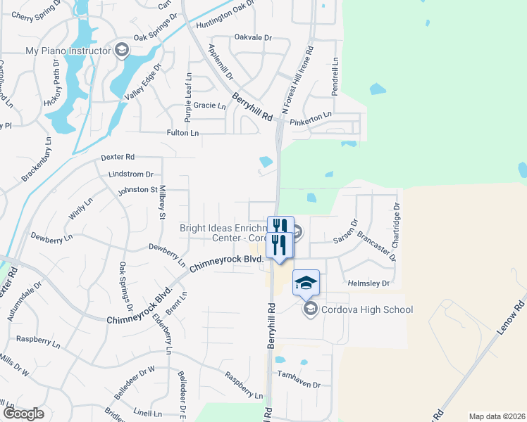map of restaurants, bars, coffee shops, grocery stores, and more near 1978 3 Pines Cove in Memphis