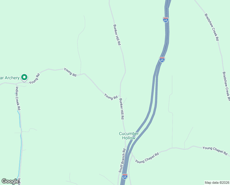 map of restaurants, bars, coffee shops, grocery stores, and more near 1483 Bunker Hill Road in Pulaski