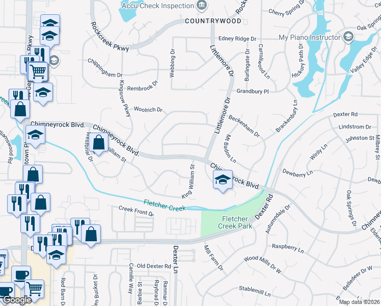 map of restaurants, bars, coffee shops, grocery stores, and more near 8518 Chimneyrock Boulevard in Memphis