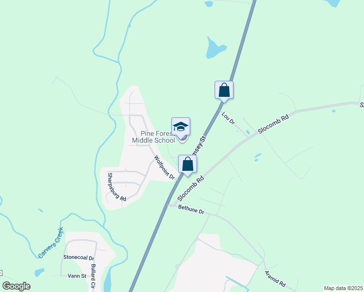 map of restaurants, bars, coffee shops, grocery stores, and more near 6901 Ramsey Street in Fayetteville