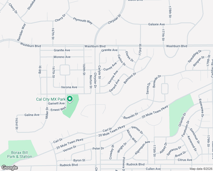 map of restaurants, bars, coffee shops, grocery stores, and more near Verona Avenue in California City