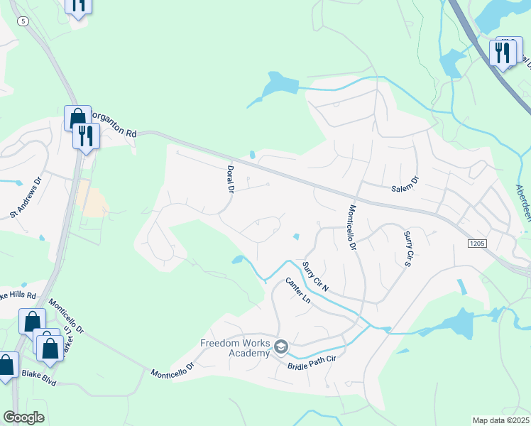 map of restaurants, bars, coffee shops, grocery stores, and more near 12 Thunderbird Circle in Pinehurst