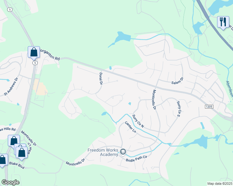 map of restaurants, bars, coffee shops, grocery stores, and more near 12 Thunderbird Circle in Pinehurst