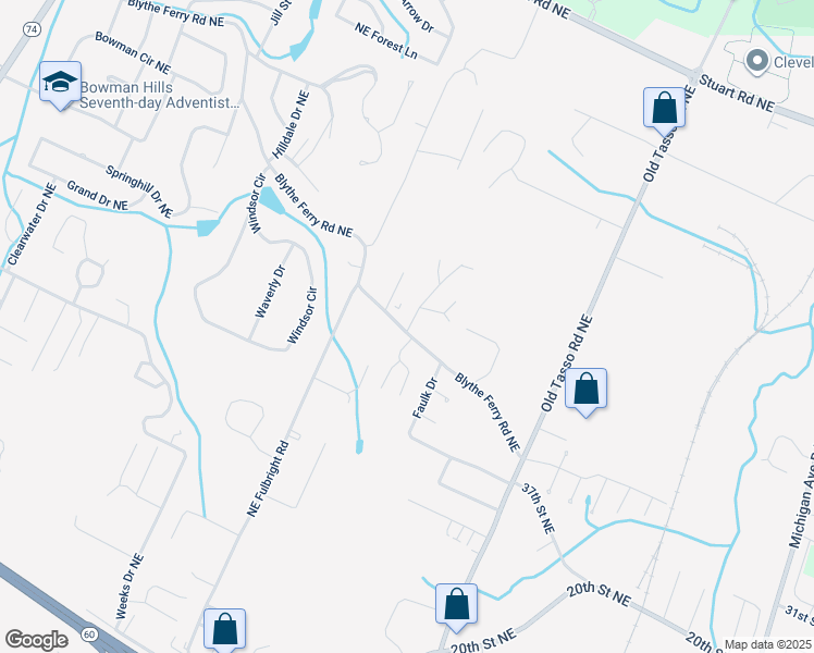 map of restaurants, bars, coffee shops, grocery stores, and more near 1220 Blythe Ferry Road Northeast in Cleveland