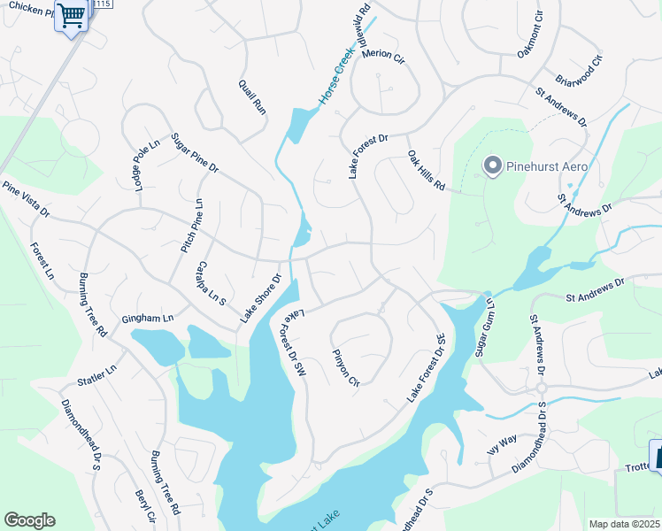 map of restaurants, bars, coffee shops, grocery stores, and more near 9 Chestnut Court in Pinehurst