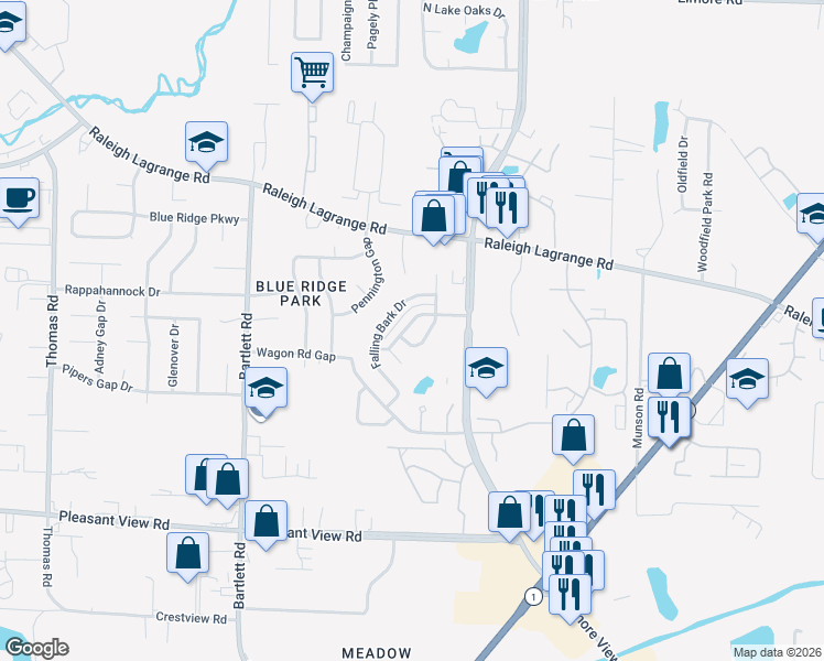 map of restaurants, bars, coffee shops, grocery stores, and more near 5679 Sycamore Woods Drive in Memphis