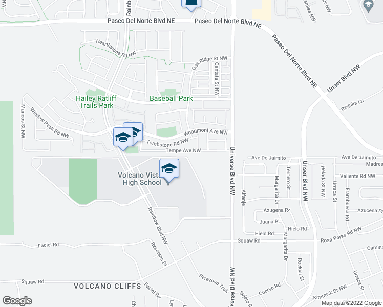 map of restaurants, bars, coffee shops, grocery stores, and more near 6924 Tempe Avenue Northwest in Albuquerque