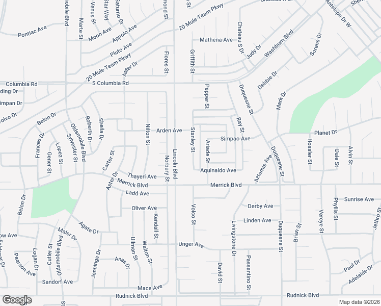 map of restaurants, bars, coffee shops, grocery stores, and more near Stanley Street in California City
