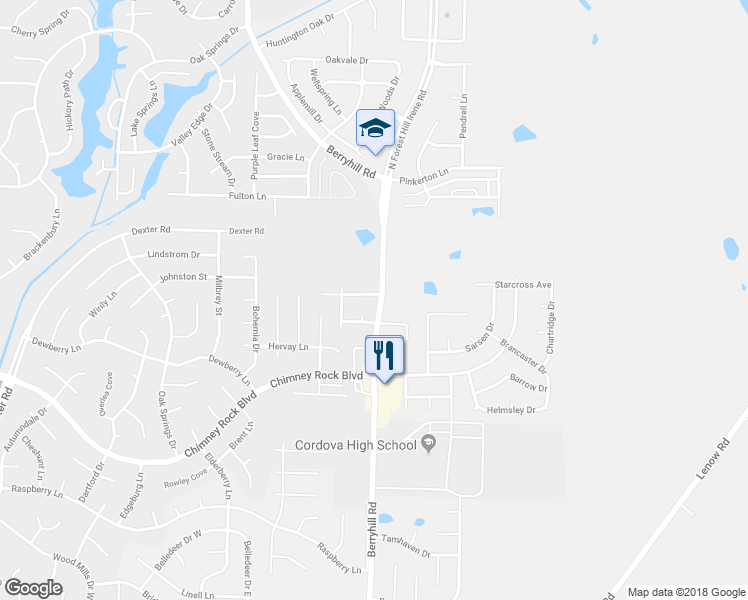 map of restaurants, bars, coffee shops, grocery stores, and more near 9185 Karen Mill Lane in Memphis