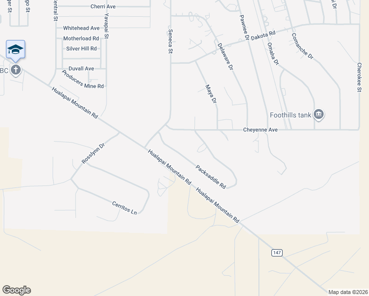 map of restaurants, bars, coffee shops, grocery stores, and more near 3572 Packsaddle Rd in Kingman