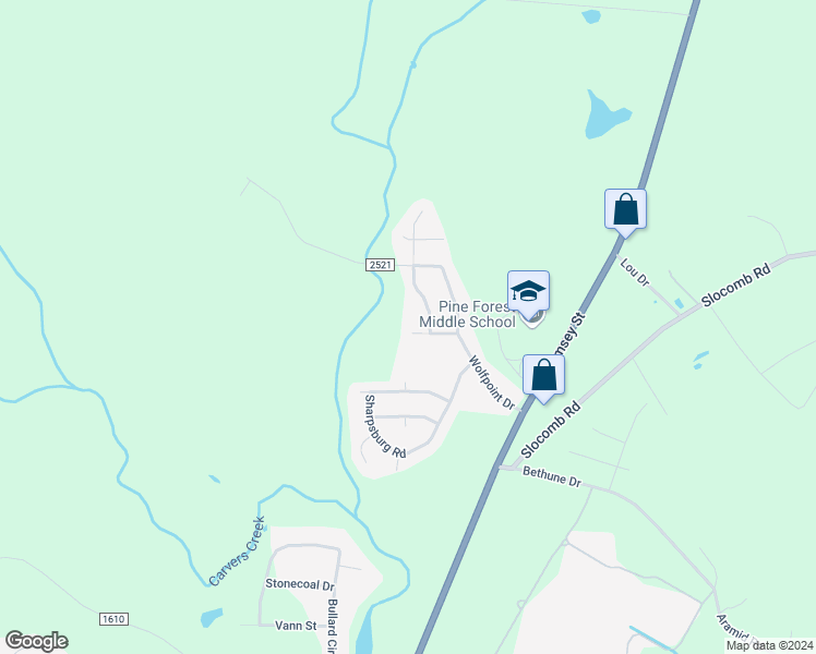 map of restaurants, bars, coffee shops, grocery stores, and more near 232 Batesfield Drive in Fayetteville